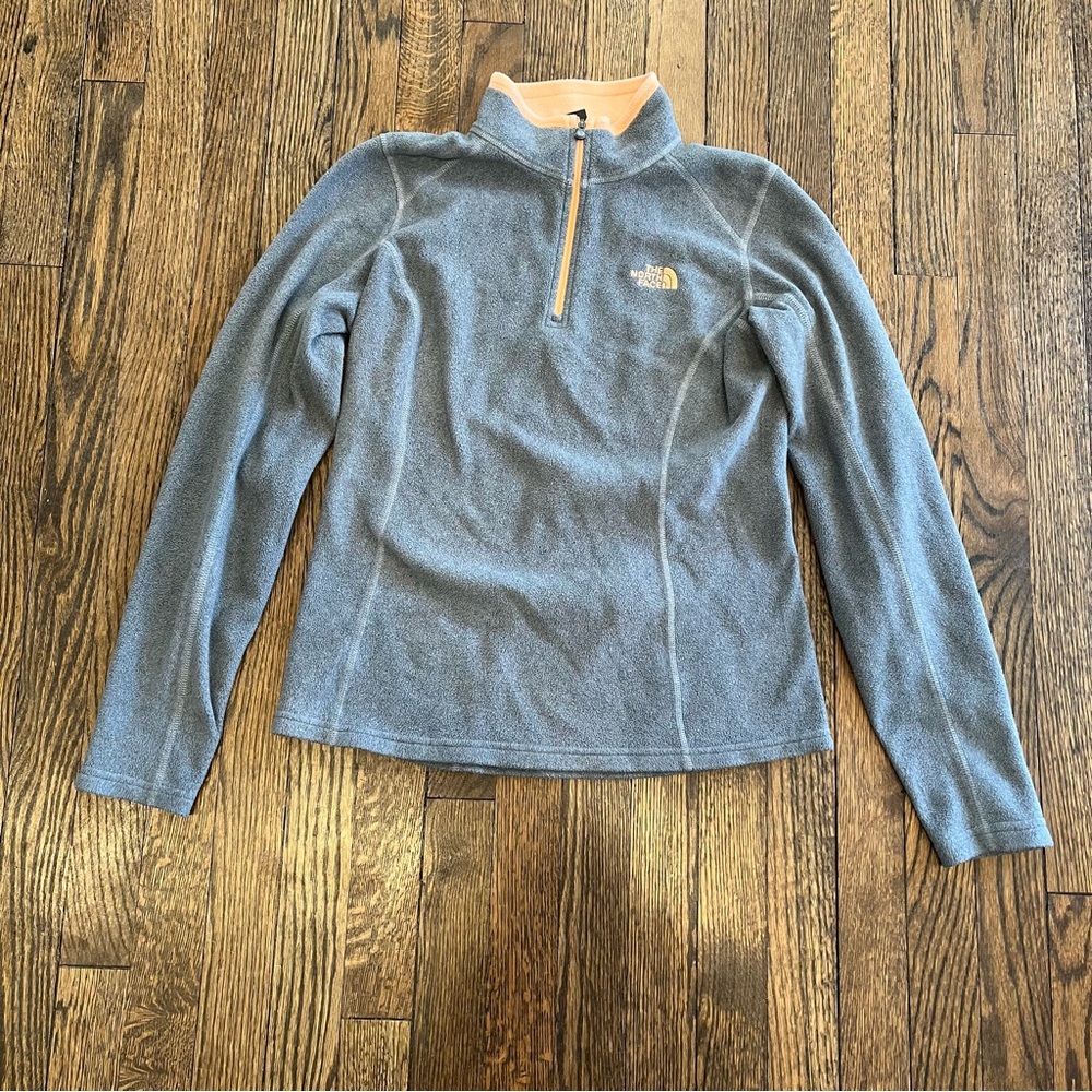 The north face charcoal and peach quarter zip